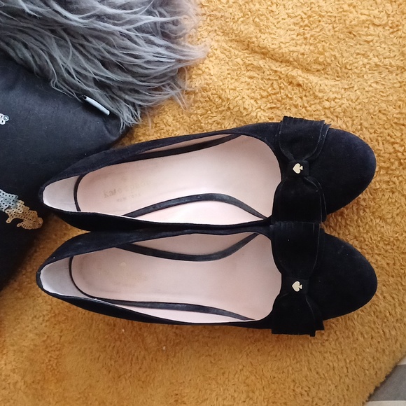 🔥🔥🔥Kate Spade New York Whitlee suede black bow wedge slip ons 10.5 - Picture 14 of 16
